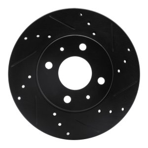 Nissan Sentra Brake Rotor (1) - Front Right - R1 Concepts - Drilled & Slotted - Black - `95-`00